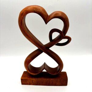 NOVICA "Love Blossoms" Hand-Carved Suar Wood Heart Sculpture Eternal Love - Bali